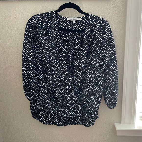 Navy Polkadot Wrap Top - Size XS - Picture 1 of 3